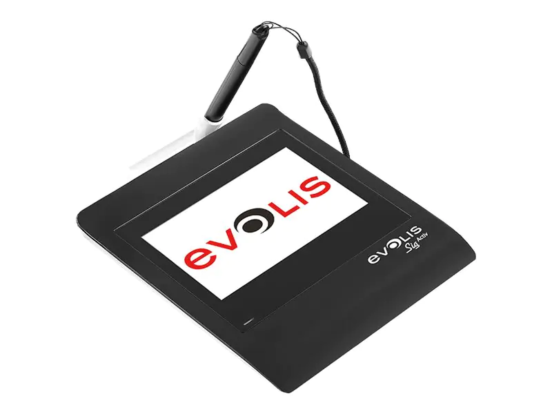 Evolis Sig Activ - Unterschriften-Terminal mit LCD Anzeige - 6.4 x 10.8 cm - elektromagnetisch - kabelgebunden - USB - mit 1 Lizenz für signoSign/2 für unbegrenzte Nutzung auf 1 Workstation