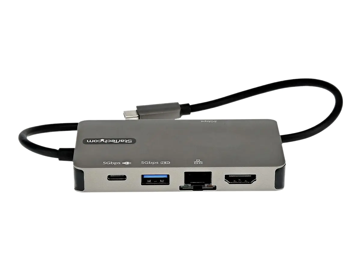 StarTech USB-C Multiport Adapter - USB-C auf 4K 30Hz HDMI oder 1080p VGA - USB Typ-C Mini Dock mit 100W Power Delivery Passthrough, 3-Port USB Hub 5 Gbit/s, GbE - 30cm Kabel (DKT30CHVPD2) - Dockingstation - USB-C - HDMI, VGA - 1GbE
