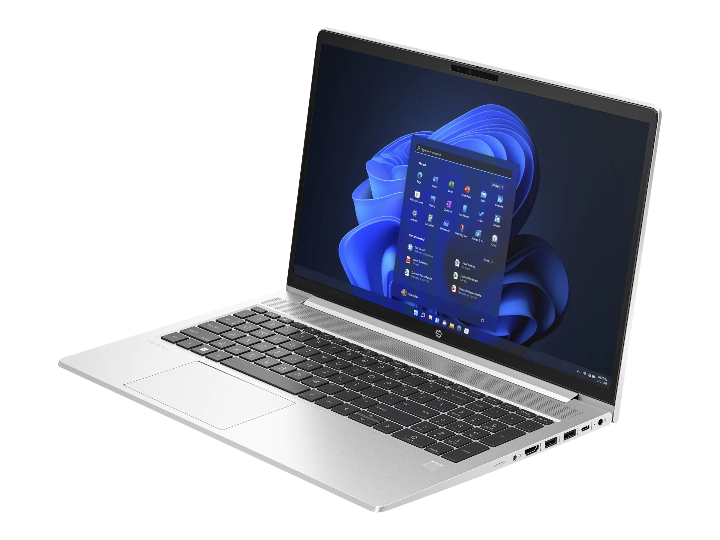 HP ProBook 455 G10 Notebook - 180?-Scharnierdesign - AMD Ryzen 5 7530U / 2 GHz - Win 11 Pro - Radeon Graphics - 16 GB RAM - 512 GB SSD NVMe - 39.6 cm (15.6") IPS 1920 x 1080 (Full HD) - Wi-Fi 6E, Bluetooth - Pike Silver Aluminium - kbd: Deutsch - mit HP 3