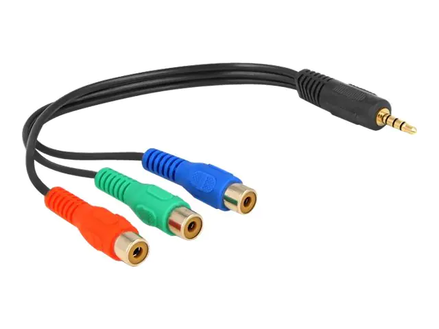 Delock - Videokabel - Component Video - RCA x 3 weiblich zu 4-poliger Mini-Stecker männlich - 24 cm - Schwarz