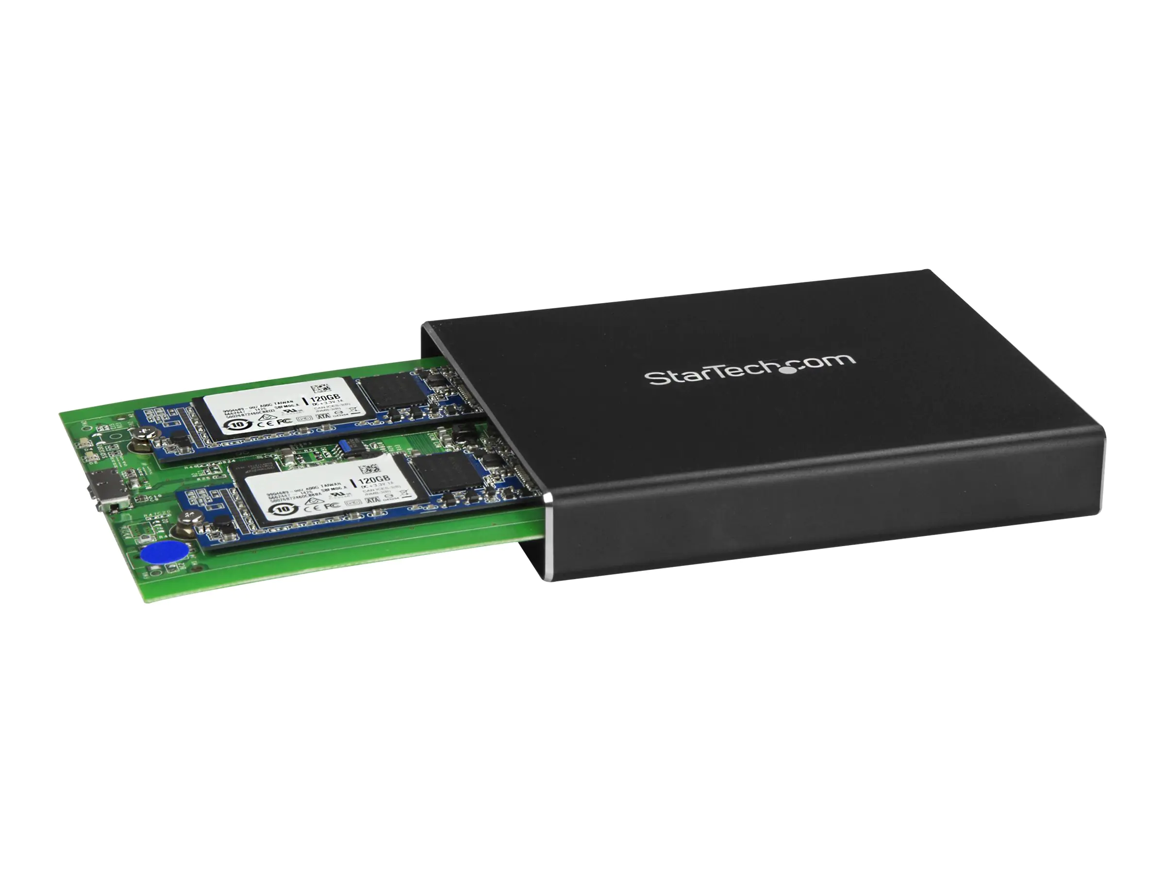 StarTech SSD Festplattengehäuse für zwei M.2 Festplatten - USB 3.1 Type C - USB C Kabel - USB 3.1 Case zu 2x M2 Adapter - Flash-Speicher-Array - 2 Schächte - USB 3.1 (extern) - für P/N: TBLT3MM1MA, TBLT3MM2M, TBLT3MM2MA