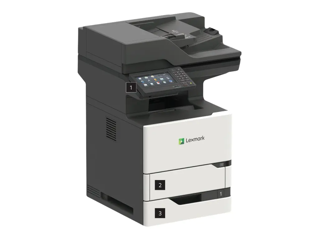 Lexmark MX721adhe - Multifunktionsdrucker - s/w - Laser - 216 x 355 mm (Original) - bis zu 61 Seiten/Min. (Kopieren) - bis zu 62 Seiten/Min. (Drucken) - 650 Blatt - 33.6 Kbps - USB 2.0, Gigabit LAN, USB 2.0-Host
