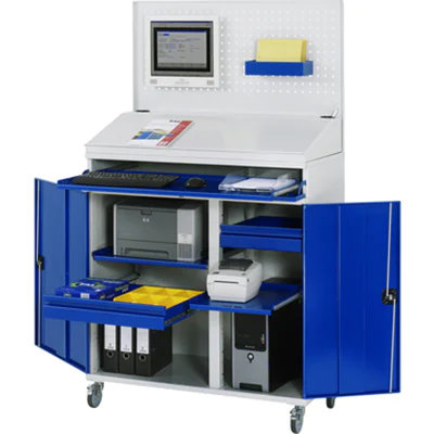 RAU PC-Arbeitsplatz Modell 61 1.100 x 1.895 x 520mm (B x H x T) abschließbar Stahl, pulverbeschichtet