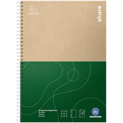 share Collegeblock DIN A4 kariert 80g/m² natur/grün 80 Bl. share Collegeblock DIN A4 kariert 80g/m² natur/grün 80 Bl.