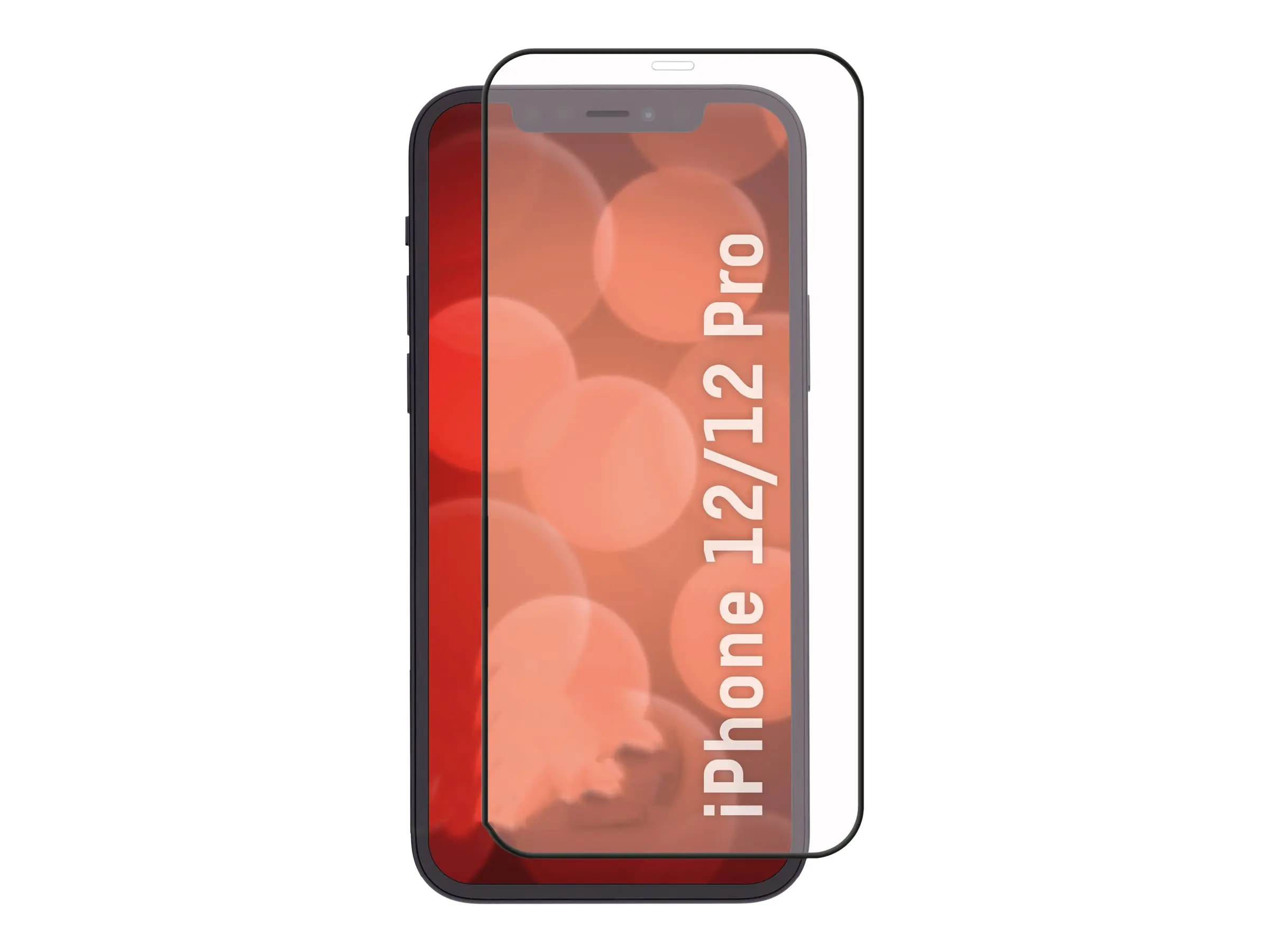 DISPLEX Real Glass - Bildschirmschutz für Handy - 3D - Glas - Rahmenfarbe schwarz - für Apple iPhone 12, 12 Pro