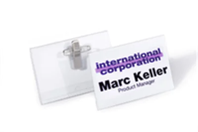 DURABLE Namensschild 815719 40x75mm Kombiklemme tr 50 St./Pack.