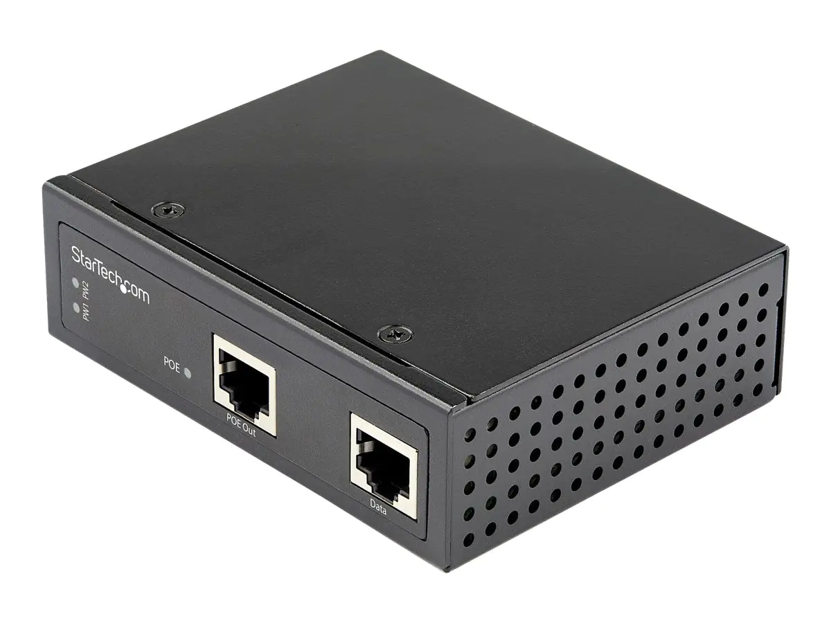 StarTech Industrial Gigabit PoE Injector - High Speed/High Power 90W - 802.3bt PoE++ 48V-56VDC Hutschiene UPoE/Ultra Power Over Ethernet Injektor Adapter -40°C bis 75°C Robust (POEINJ1G90W) - Power Injector - 90 Watt - Ausgangsanschlüsse: 2 - Schwarz