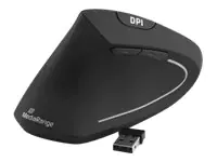 MEDIARANGE Vertikale Maus - ergonomisch - Für Linkshänder - optisch - 6 Tasten - kabellos - 2.4 GHz - kabelloser Empfänger (USB) MROS233
