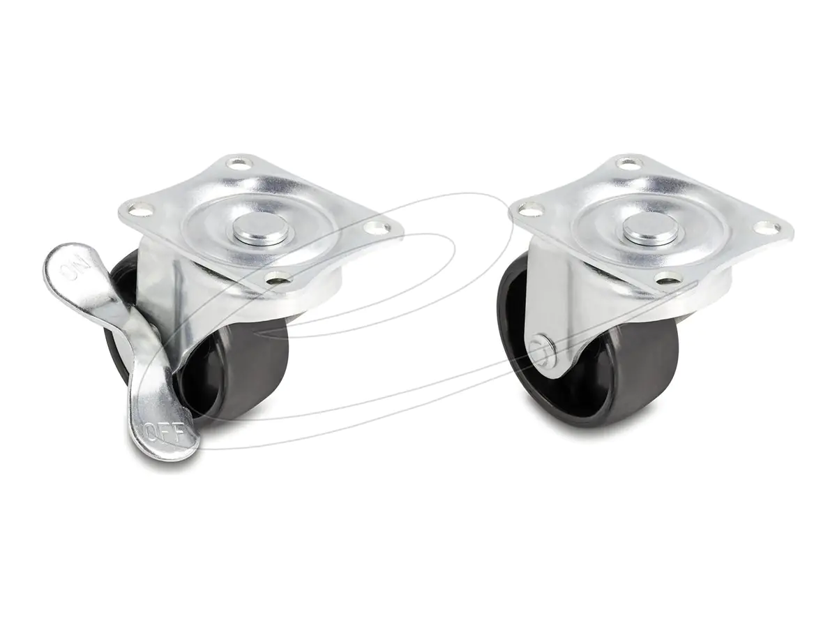 Delock Rollen Kit - Tragfähigkeit von bis zu 150 kg - Silber, Schwarz (Packung mit 4)