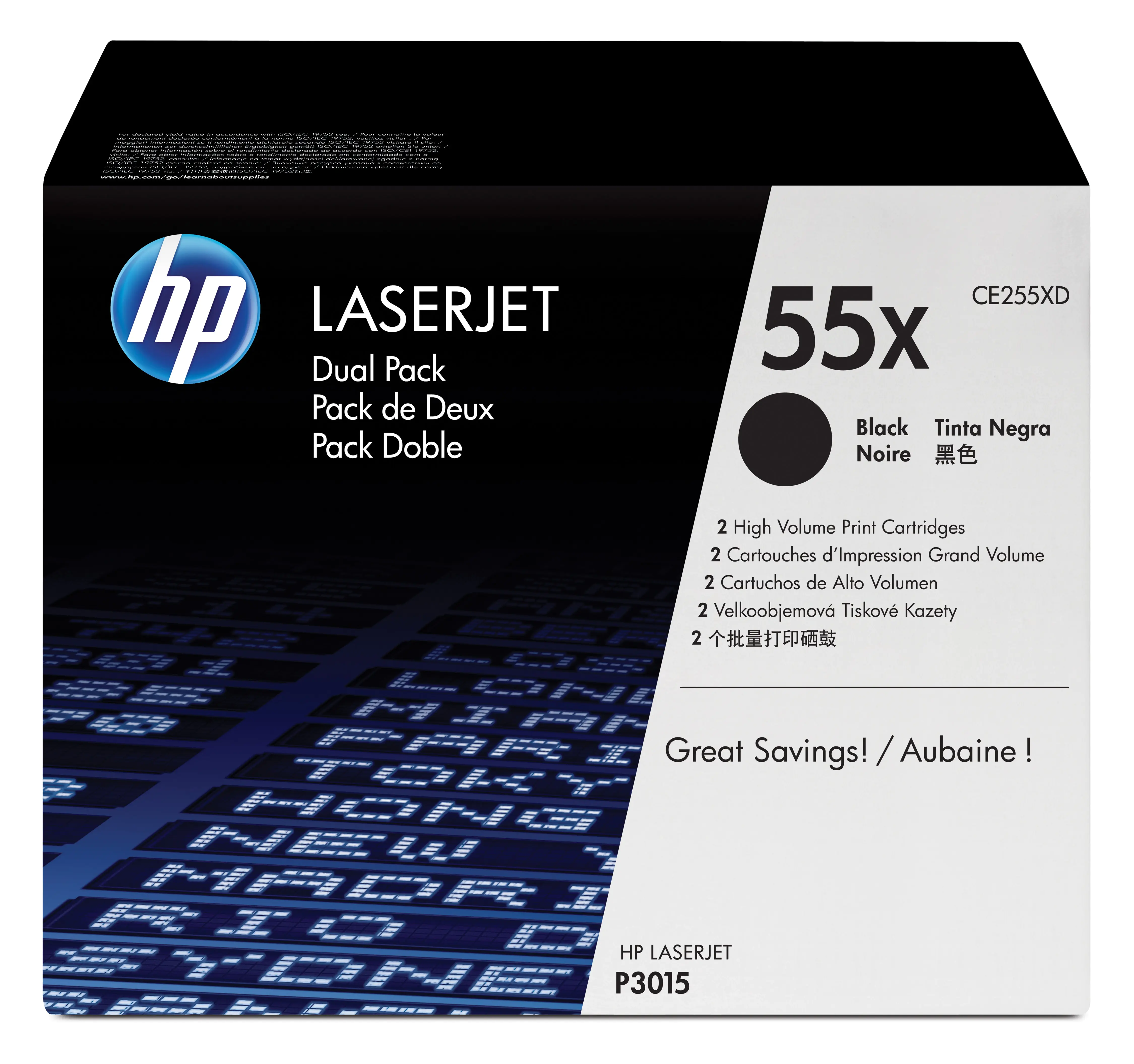 HP 55X - 2er-Pack - Hohe Ergiebigkeit - Schwarz - Original - LaserJet - Tonerpatrone (CE255XD) - für LaserJet Enterprise MFP M525; LaserJet Enterprise Flow MFP M525; LaserJet Managed MFP M525 HP 55X - 2er-Pack - Hohe Ergiebigkeit - Schwarz - Original - LaserJet - Tonerpatrone (CE255XD) - für LaserJet Enterprise MFP M525; LaserJet Enterprise Flow MFP M525; LaserJet Managed MFP M525