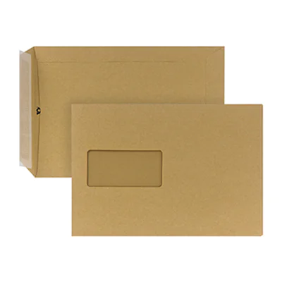 POSTHORN Versandtasche DIN C5 162 x 229 mm (B x H) mit Fenster 90g/m² mit Haftklebung Papier braun 500 St./Pack.
