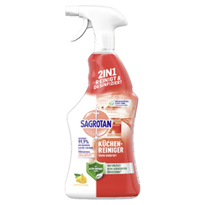 Sagrotan Küchenreiniger Biozidprodukte vorsichtig verwenden. Vor Gebrauch stets Etikett und Produktinformationen lesen. Zitrone 2,4-3 Sprühflasche Kunststoff 0,75l Sagrotan Küchenreiniger Biozidprodukte vorsichtig verwenden. Vor Gebrauch stets Etikett und Produktinformationen lesen. Zitrone 2,4-3 Sprühflasche Kunststoff 0,75l