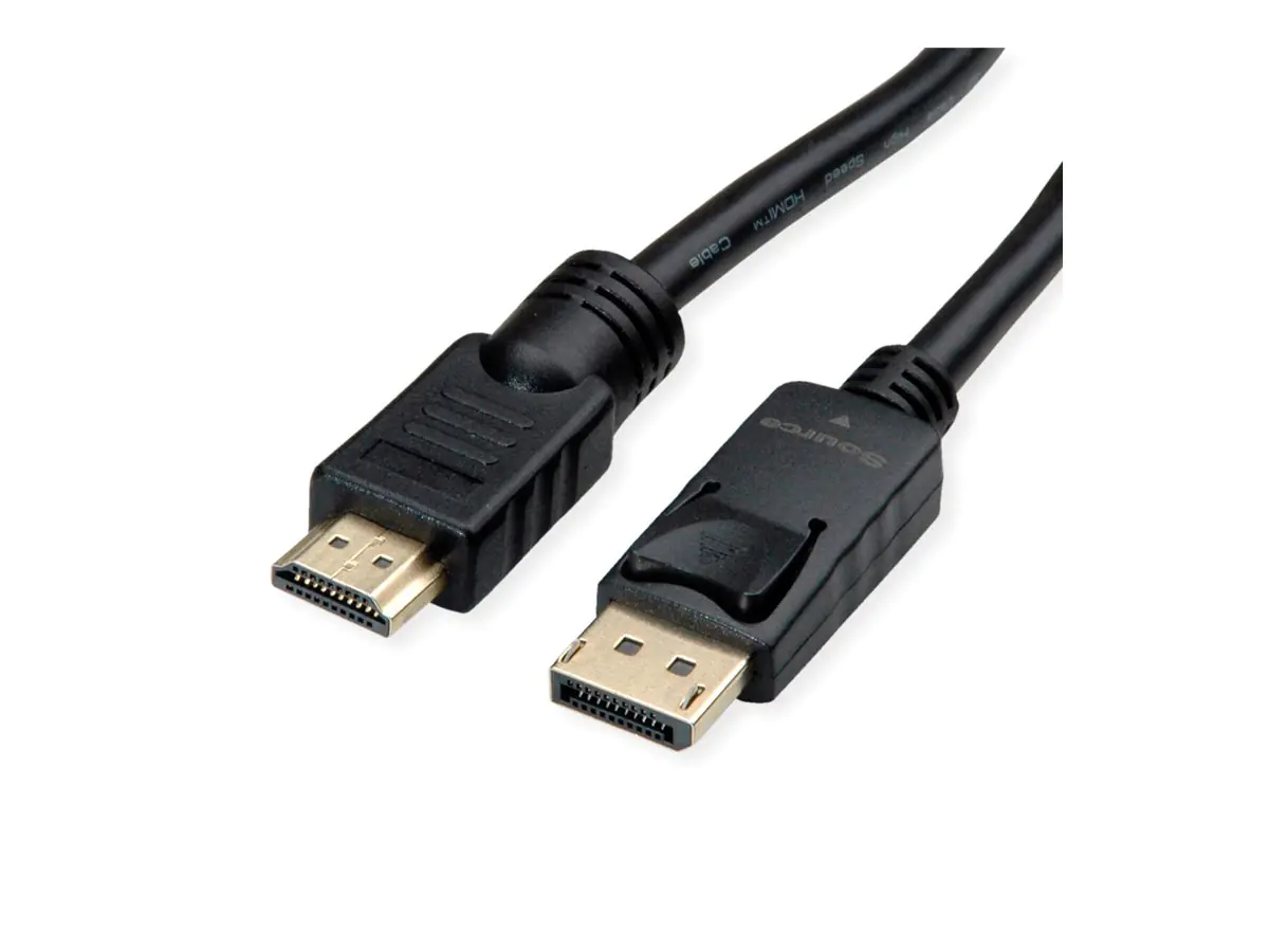 ROLINE Adapterkabel - DisplayPort männlich zu HDMI männlich - 10 m - Schwarz - Unterstützung für 4K60Hz (3840 x 2160) 11.04.5777