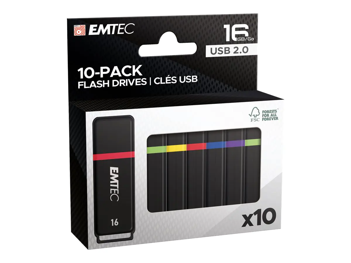 EMTEC K100 - USB-Flash-Laufwerk - 16 GB - USB 2.0 (Packung mit 10) EMTEC K100 - USB-Flash-Laufwerk - 16 GB - USB 2.0 (Packung mit 10)