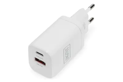Digitus - Netzteil - 30 Watt - 3 A - PD 3.0, QC 3.0 - 2 Ausgabeanschlussstellen (24 pin USB-C, USB Typ A) - weiß