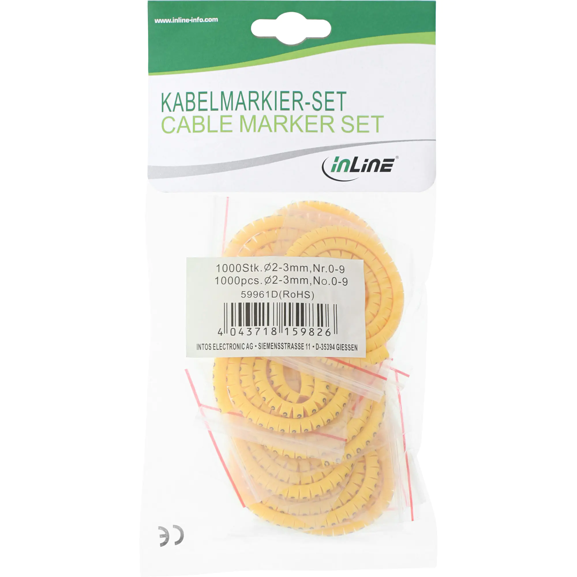 InLine Kabelmarkierer 3,0-5,2mm - Nr.0-9 - 1000 Stück
