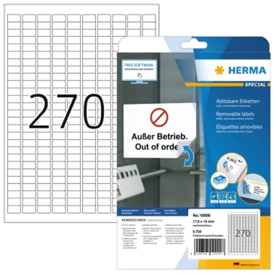HERMA Haftetikett 10000 17,8x10mm weiß 6.750 St./Pack. HERMA Haftetikett 10000 17,8x10mm weiß 6.750 St./Pack.