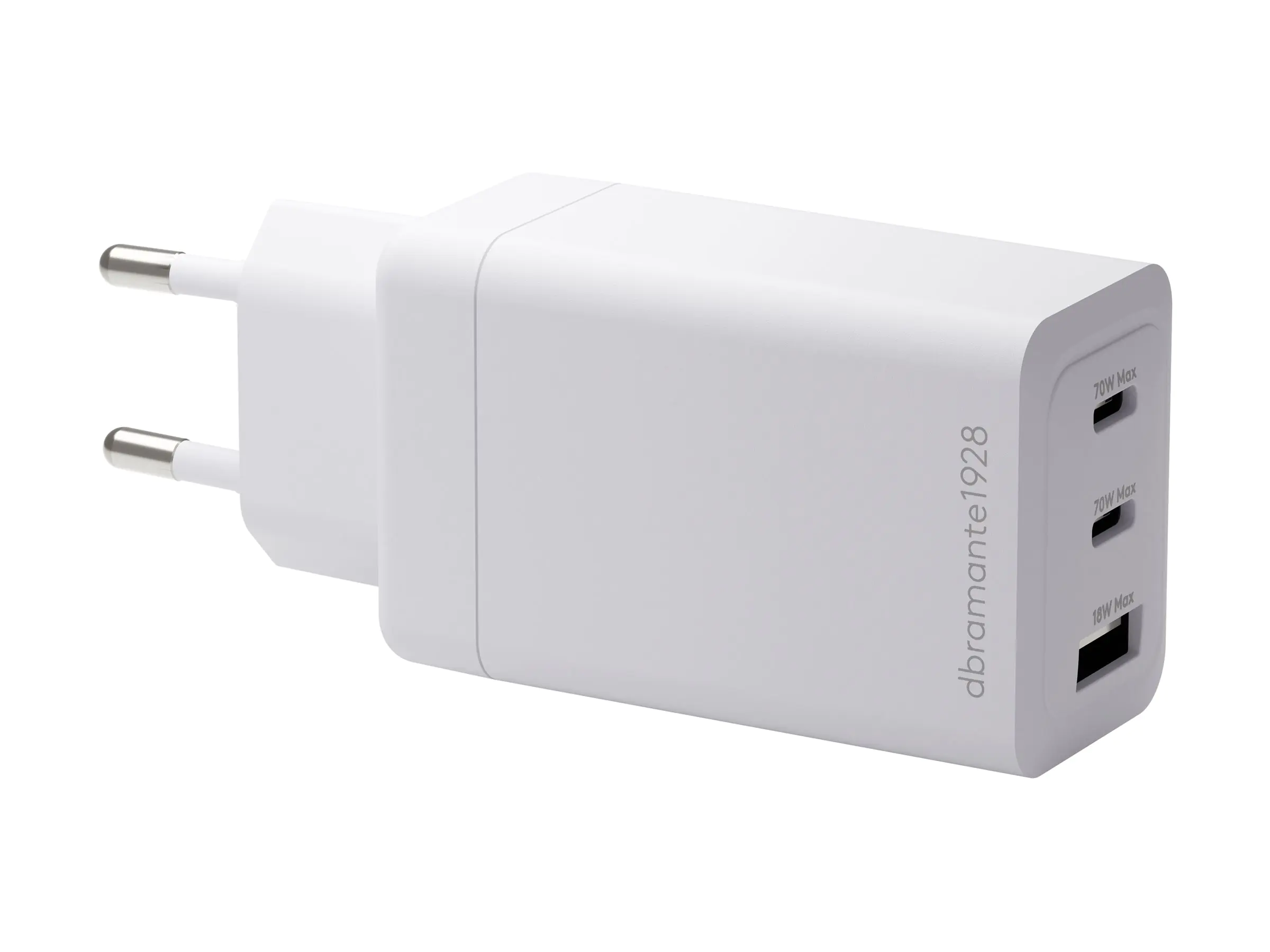 dbramante1928 re-charge IT - Netzteil - 70 watt - PD 3.0, QC 3.0 - 3 Ausgabeanschlussstellen (2 x USB-C, USB) CI70EUWH7283