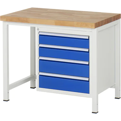 RAU Werkbank 8000 1.000 x 840-1.040 x 700 mm (B x H x T) enzianblau lichtgrau