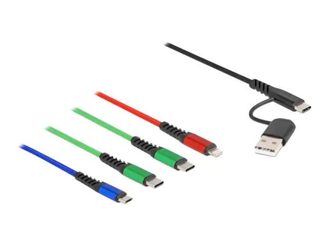 Delock - Kabel nur zum Laden - USB, 24 pin USB-C männlich zu Micro-USB Typ B, Lightning, 24 pin USB-C männlich - 1.2 m - Schwarz, Blau, Rot, grün