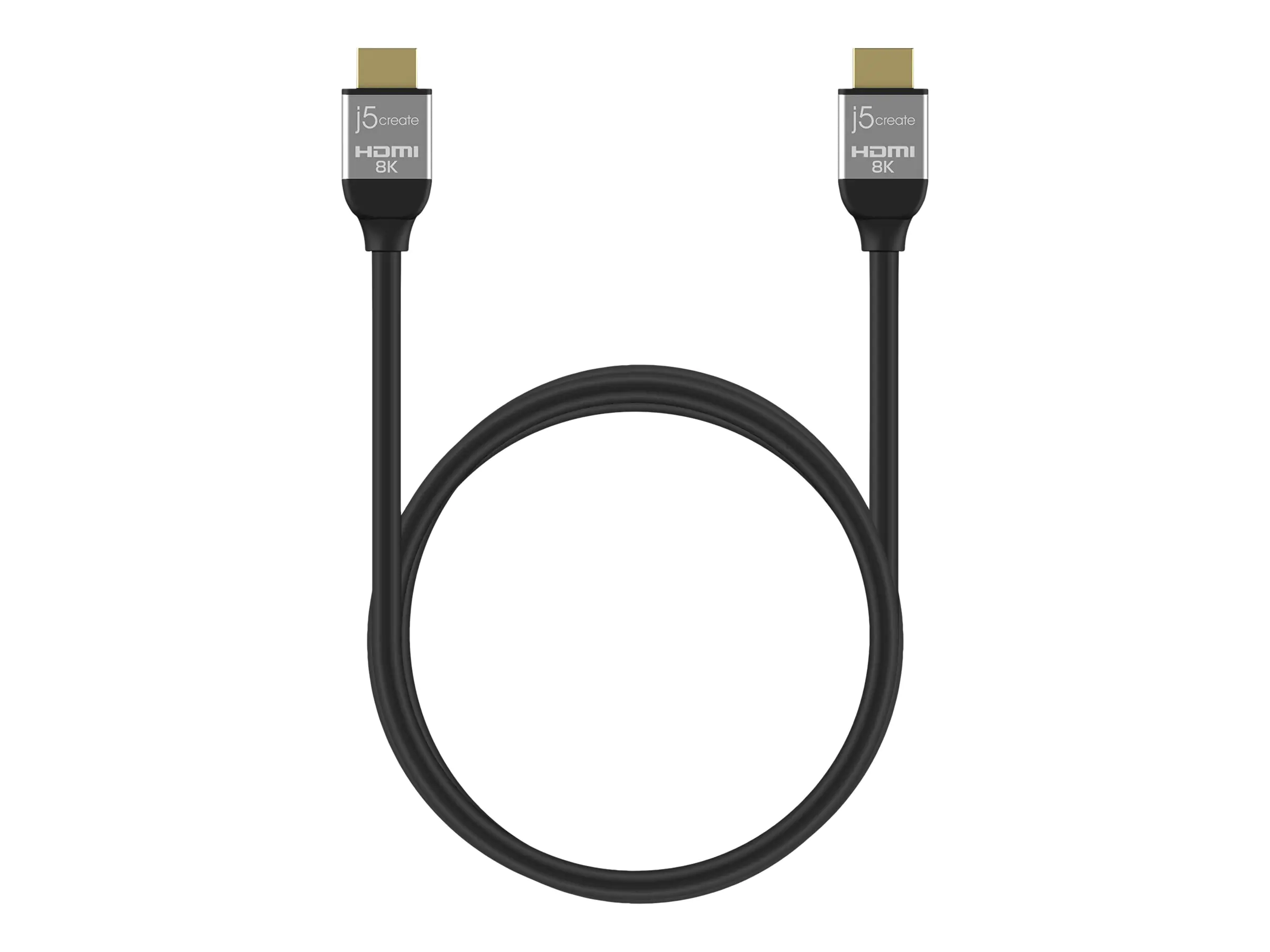 j5create JDC53 - Ultra High Speed - HDMI-Kabel - HDMI männlich zu HDMI männlich - 2 m - Vierfachisolierung - schwarz und grau - 8K60Hz (7680 x 4320) JDC53-N