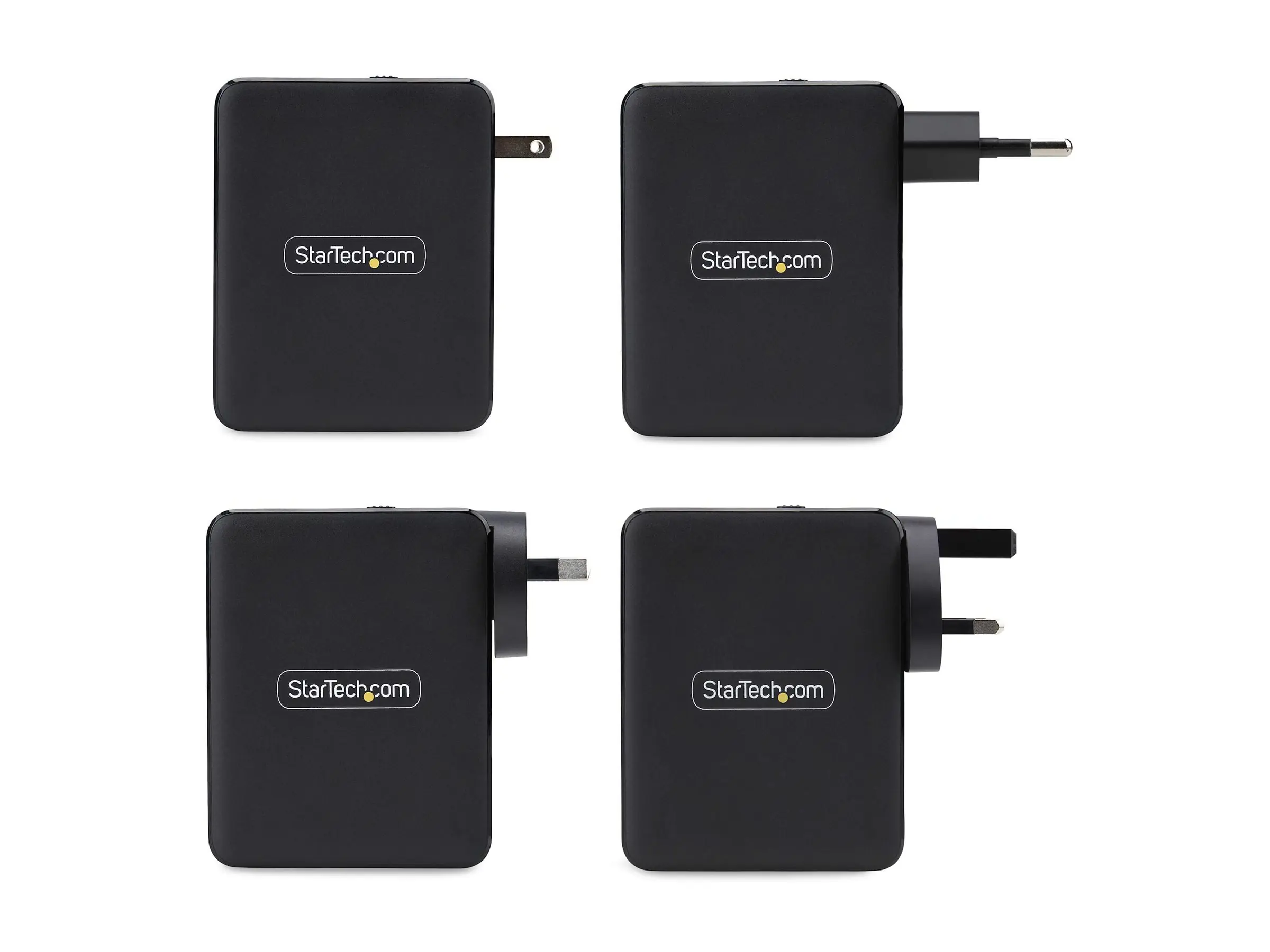 StarTech 140W USB-C Wall Charger, USB-C/USB-A, PD GaN Power Adapter - Netzteil - GaN-Technologie - 140 Watt - 5 A - Power Delivery 3.1 - 4 Ausgabeanschlussstellen (USB, 3 x USB-C) - Schwarz