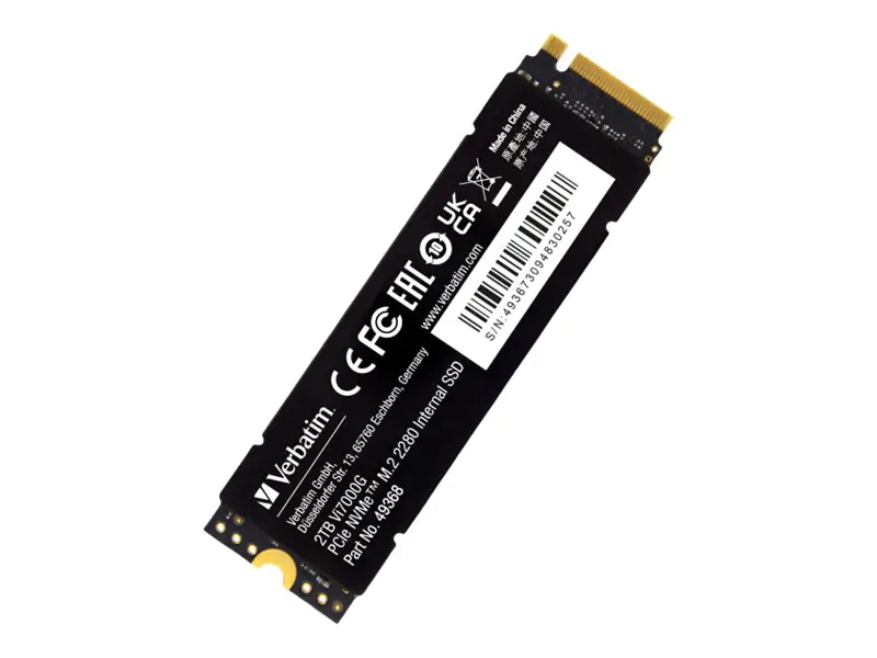 Verbatim Vi7000G - SSD - 2 TB - intern - M.2 2280 - PCIe 4.0 x4 (NVMe) - integrierter Kühlkörper - für Sony PlayStation 5 Verbatim Vi7000G - SSD - 2 TB - intern - M.2 2280 - PCIe 4.0 x4 (NVMe) - integrierter Kühlkörper - für Sony PlayStation 5