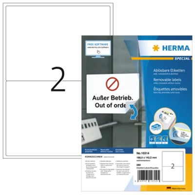 HERMA Haftetikett Movables 10314 199,6x143,5 mm weiß 200 St./Pack. HERMA Haftetikett Movables 10314 199,6x143,5 mm weiß 200 St./Pack.