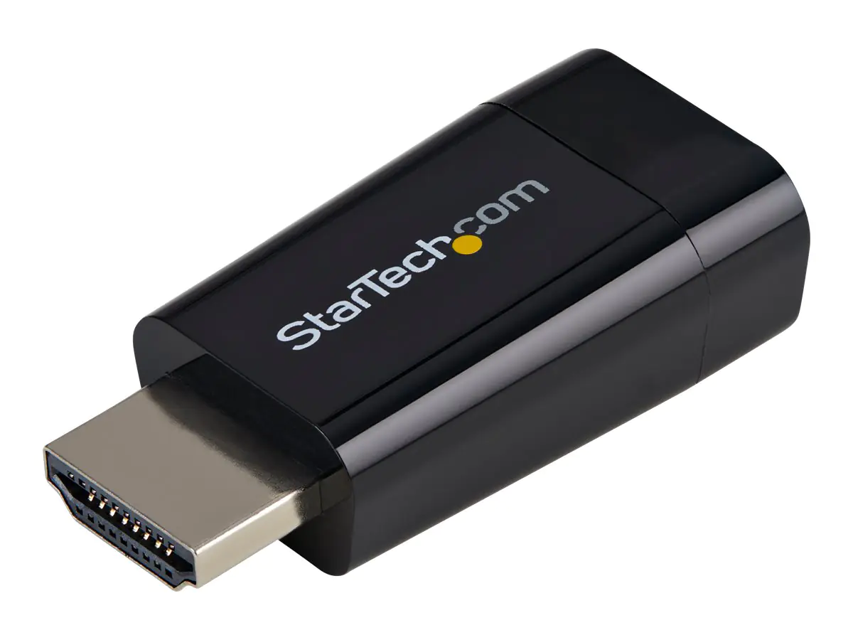 StarTech Kompakter HDMI auf VGA Adapter/ Konverter ideal für Chromebooks Ultrabooks & Laptops- HDMI zu VGA HD15 Wandler - 1920x1200 - Videoadapter - HDMI männlich zu HD-15 (VGA) weiblich - 4.5 cm - Schwarz - aktiv - für P/N: DKT30CSDHPD3, SV211HDUC,