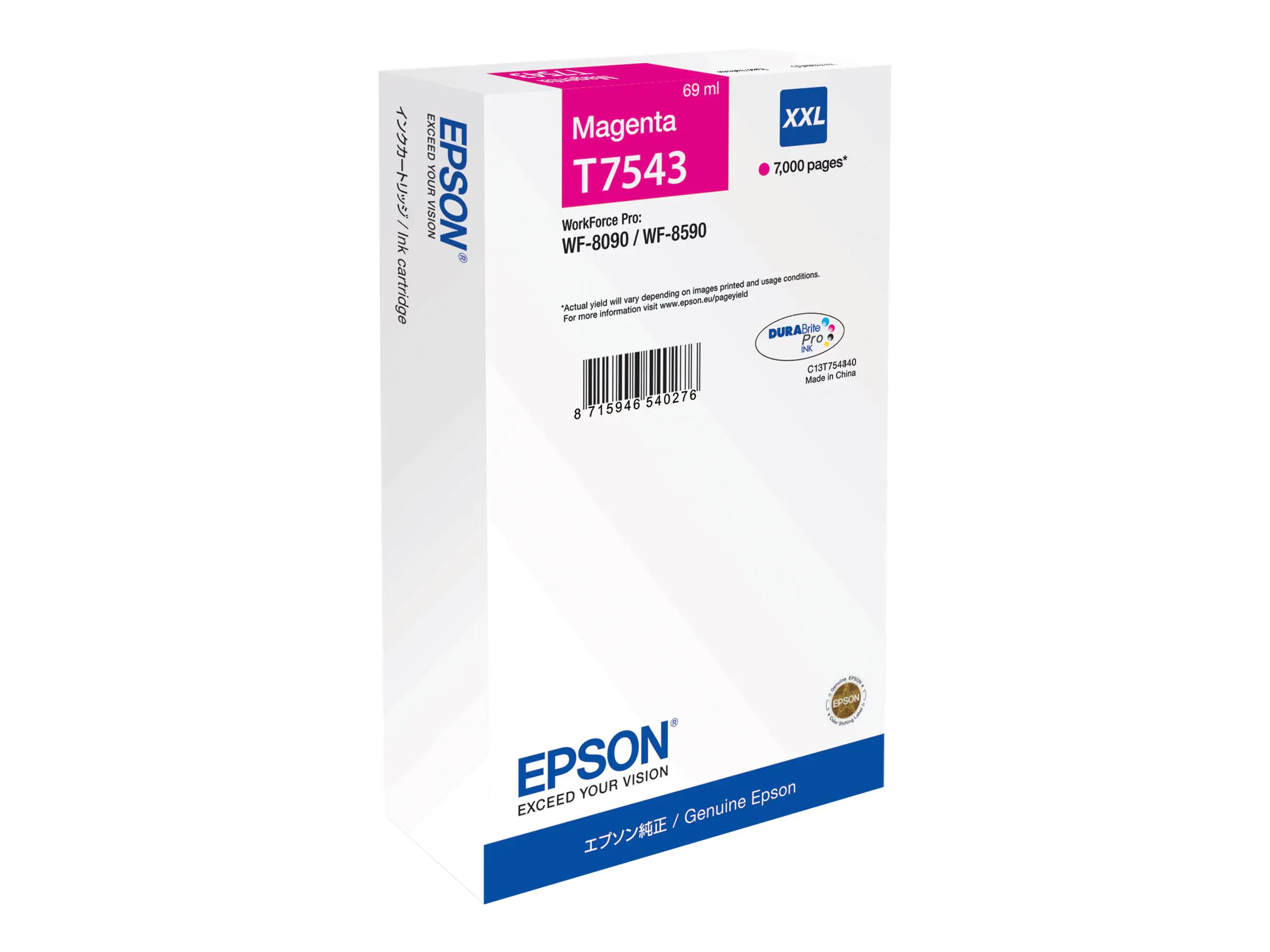 Epson T7543 - 69 ml - Größe XXL - Magenta - Original - Tintenpatrone - für WorkForce Pro WF-8090, WF-8090 D3TWC, WF-8090DW, WF-8590, WF-8590 D3TWFC, WF-8590DWF