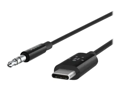 Belkin RockStar - Audiokabel - 24 pin USB-C männlich zu mini-phone stereo 3.5 mm männlich - 91.4 cm - Schwarz