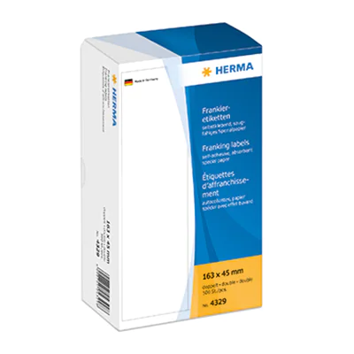 HERMA Frankieretikett 4329 163x45mm doppelt weiß 500 St./Pack. HERMA Frankieretikett 4329 163x45mm doppelt weiß 500 St./Pack.