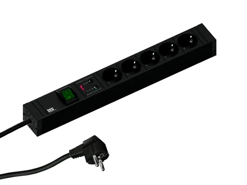 Bachmann CONNECT LINE Steckdosenleiste 5-fach, ÜSS, 2,0m, schwarz, mit Schalter Bachmann CONNECT LINE Steckdosenleiste 5-fach, ÜSS, 2,0m, schwarz, mit Schalter