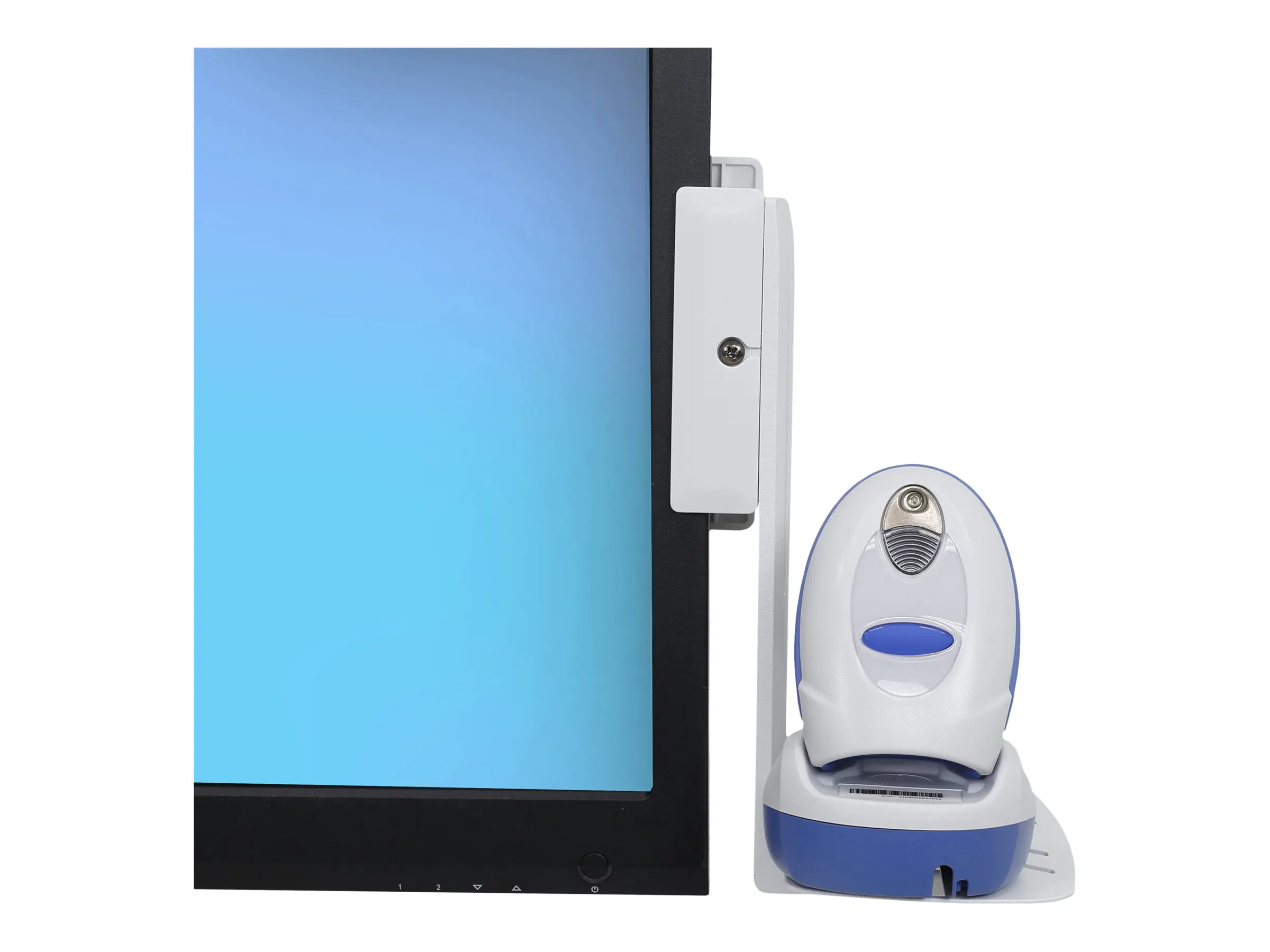 Ergotron - Befestigungskit (Befestigungswinkel, Befestigungsteile, VESA-Halterung, P/L Sperr-Hardware, Neigbare Ablage) - für Scanner - weiß - Seitlich am Monitor