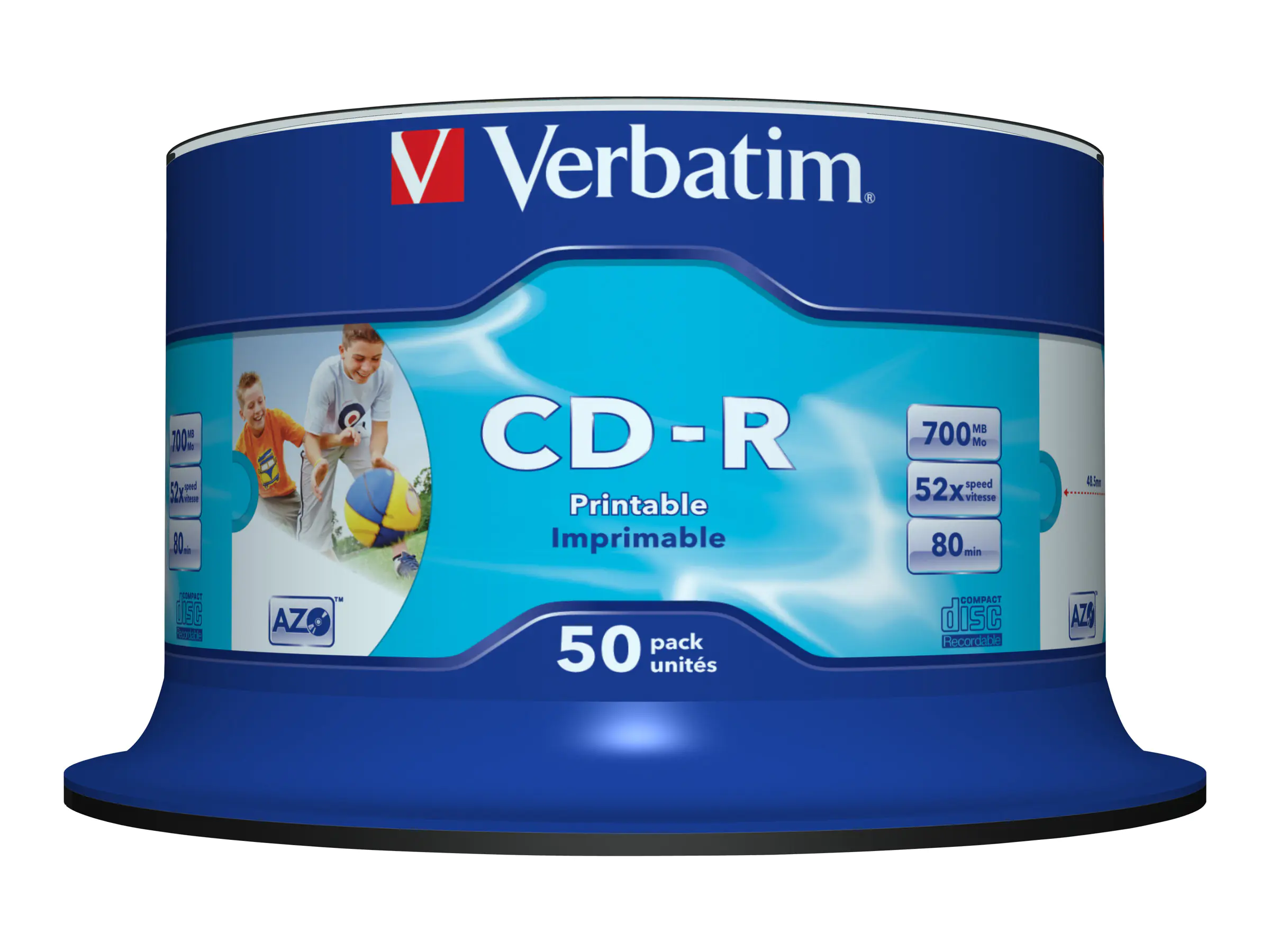 Verbatim DataLifePlus - 50 x CD-R - 700 MB 52x - breite bedruckbare Oberfläche - Spindel