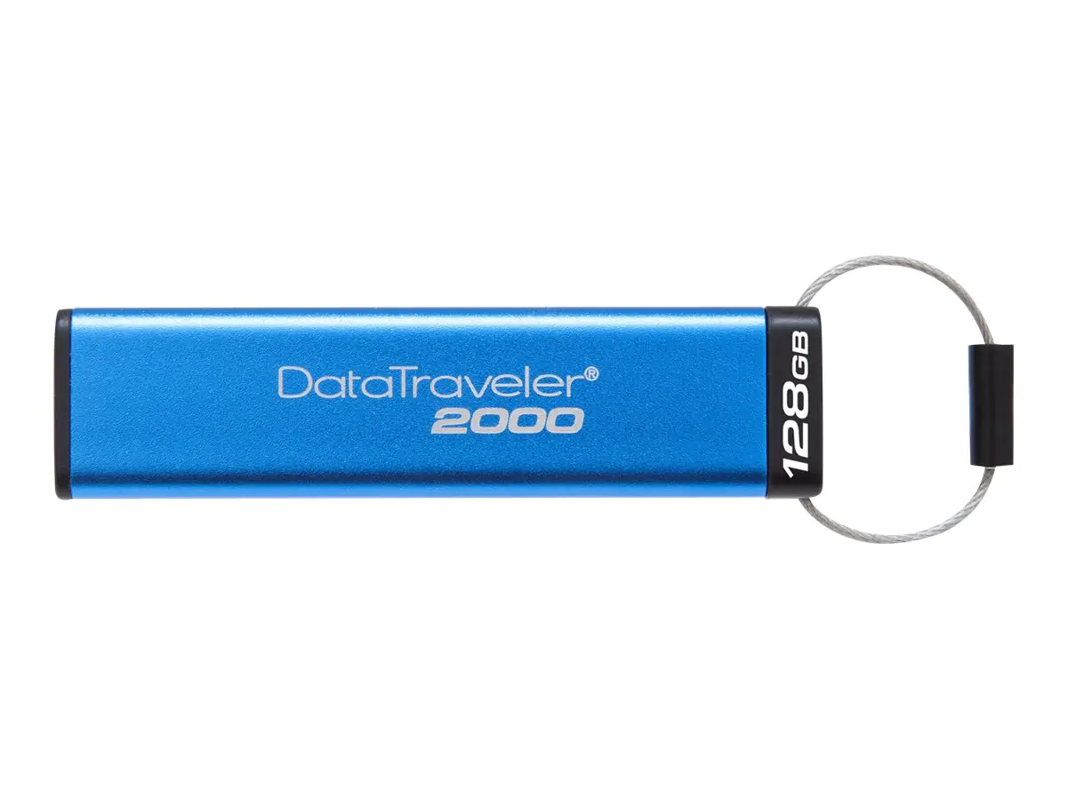 Kingston DataTraveler 2000 - USB-Flash-Laufwerk - verschlüsselt - 128 GB - USB 3.1 Gen 1 - FIPS 140-2 Level 3 Kingston DataTraveler 2000 - USB-Flash-Laufwerk - verschlüsselt - 128 GB - USB 3.1 Gen 1 - FIPS 140-2 Level 3