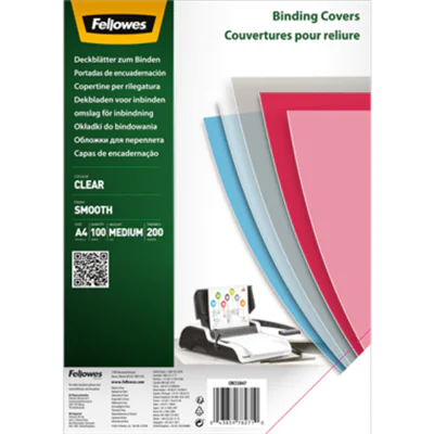 Fellowes® Deckblattfolie DIN A4 0,2mm PET transparent 100 St./Pack. Fellowes® Deckblattfolie DIN A4 0,2mm PET transparent 100 St./Pack.