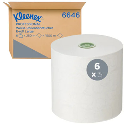 Kleenex® Handtuchrolle 19,1 cm x 250 m (B x L) AirflexT, 100 % recycelbar weiß 6 Rl./Pack. Kleenex® Handtuchrolle 19,1 cm x 250 m (B x L) AirflexT, 100 % recycelbar weiß 6 Rl./Pack.