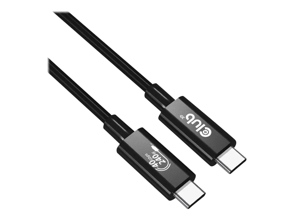 Club 3D - USB-Kabel - 24 pin USB-C (M) zu 24 pin USB-C (M) - USB4 Gen3x2 - 48 V - 5 A - 1 m - Support von 8K 60 Hz, bi-direktional, unterstützt bis zu 240 W Spannungsversorgung, Baureihe mit erweitertem Leistungsbereich (EPR