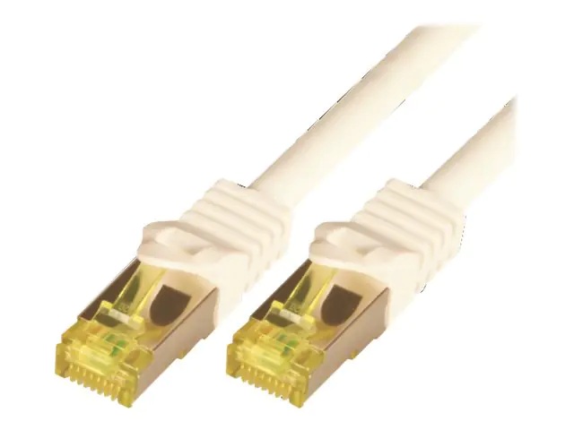 M-CAB - Patch-Kabel - RJ-45 (M) zu RJ-45 (M) - 1 m - SFTP, PiMF - CAT 7 - halogenfrei, geformt, ohne Haken - weiß