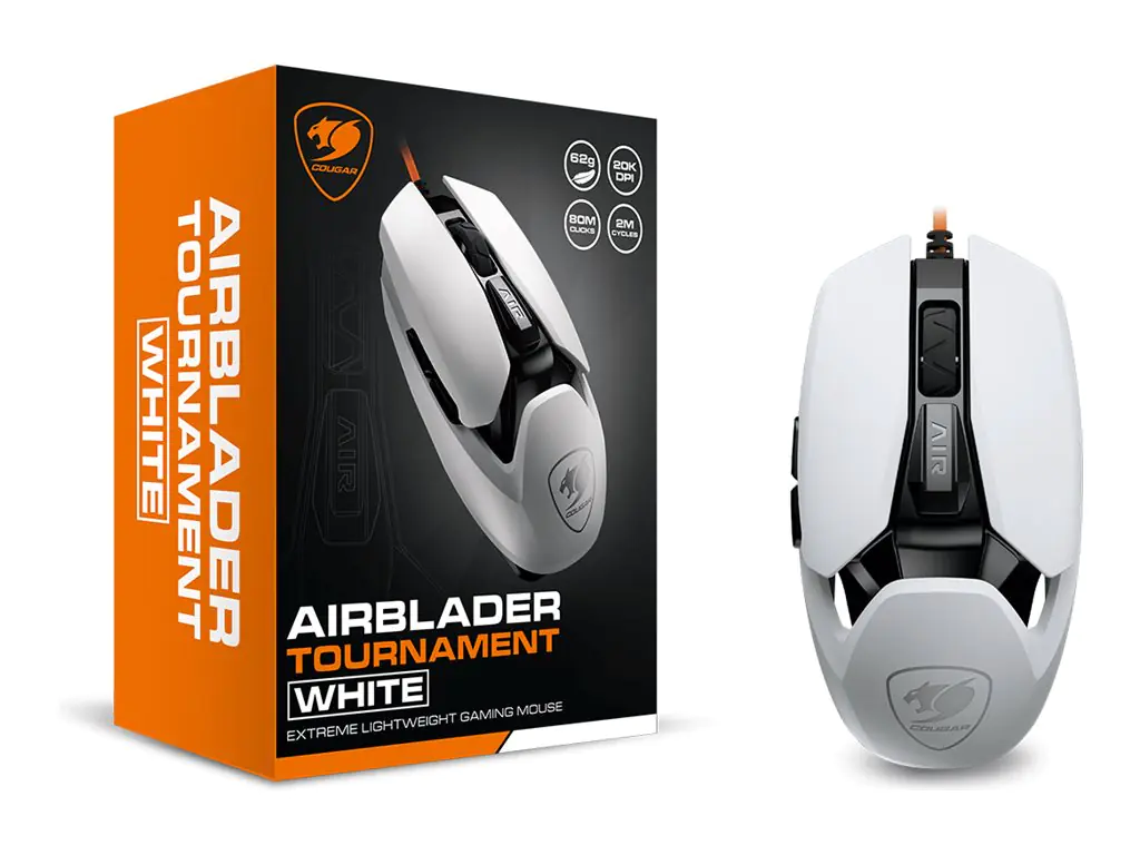 Cougar Gaming Maus AirBlader Tournament Kabelgebunden Weiß - Maus - 20.000 dpi