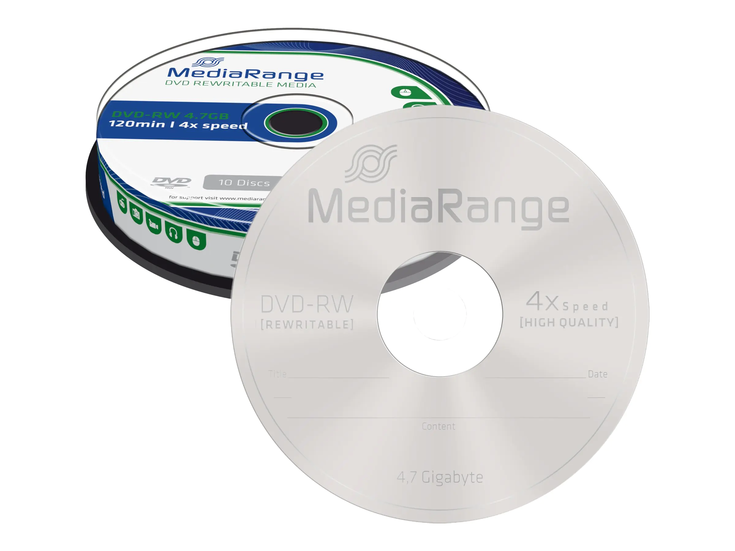 MediaRange - 10 x DVD-RW - 4.7 GB (120 Min.) 4x - Spindel