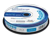 MediaRange Inkjet Fullsurface-Printable - 10 x BD-R - 25 GB 6x - weiß - mit Tintenstrahldrucker bedruckbare Oberfläche - Spindel