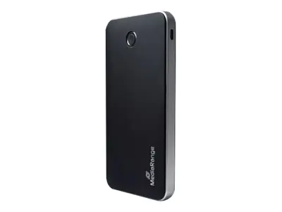 MediaRange MR753 - Powerbank - 10000 mAh - 37 Wh - 22.5 Watt - 5 A - PD, QC - 3 Ausgabeanschlussstellen (2 x USB, 24 pin USB-C) - auf Kabel: USB-C - Schwarz, Silber MediaRange MR753 - Powerbank - 10000 mAh - 37 Wh - 22.5 Watt - 5 A - PD, QC - 3 Ausgabeanschlussstellen (2 x USB, 24 pin USB-C) - auf Kabel: USB-C - Schwarz, Silber