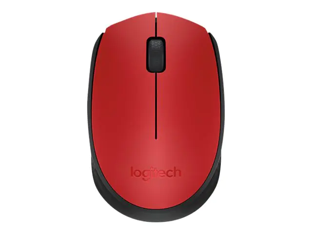 Logitech M171 - Maus - kabellos - 2.4 GHz - kabelloser Empfänger (USB) - Schwarz, Rot