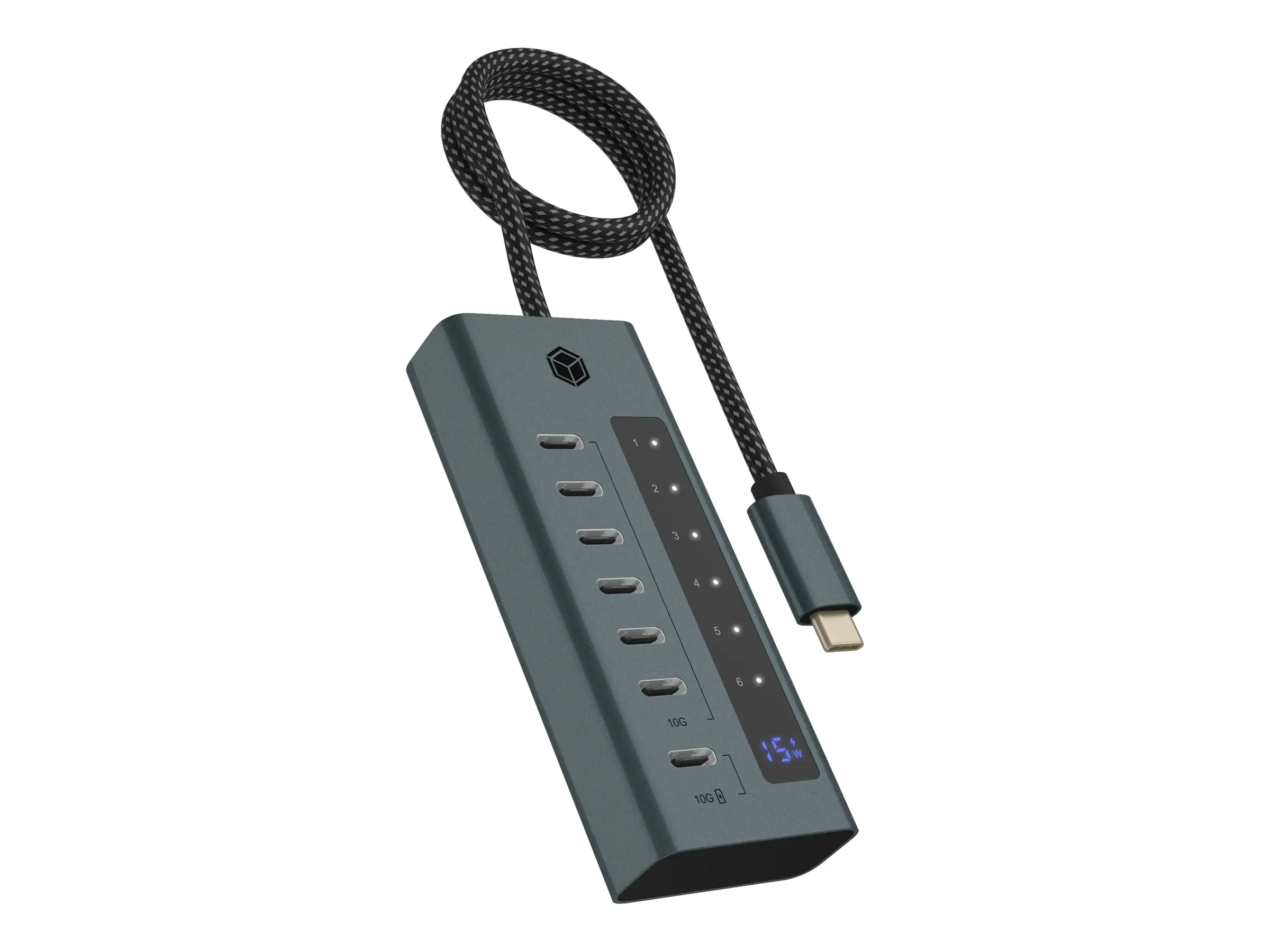 ICY BOX IB-HUB1457-C31 - Hub - Typ-C-Schnittstelle - 6 x USB-C 3.2 Gen 2 + 1 x USB-C 3.2 Gen 2 (Stromversorgung) - Desktop