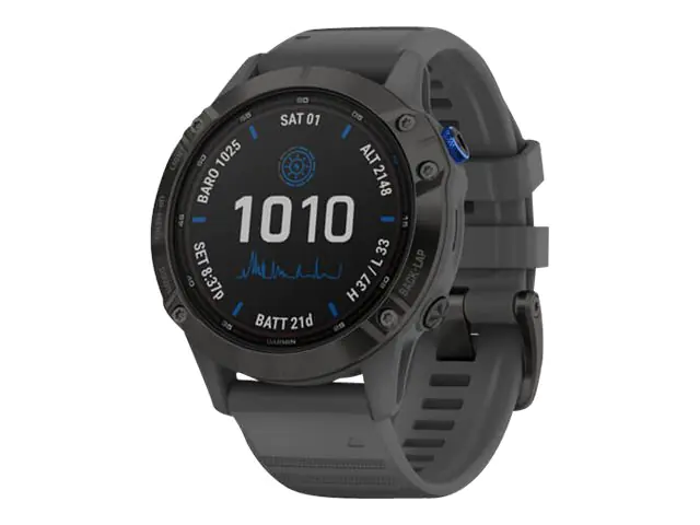 Garmin fenix 6 Pro Solar Edition - 47 mm - schwarz - Sportuhr mit Band - Silikon - Slate Gray - Handgelenkgröße: 125-208 mm - Anzeige 3.302 cm (1.3") 010-02410-11