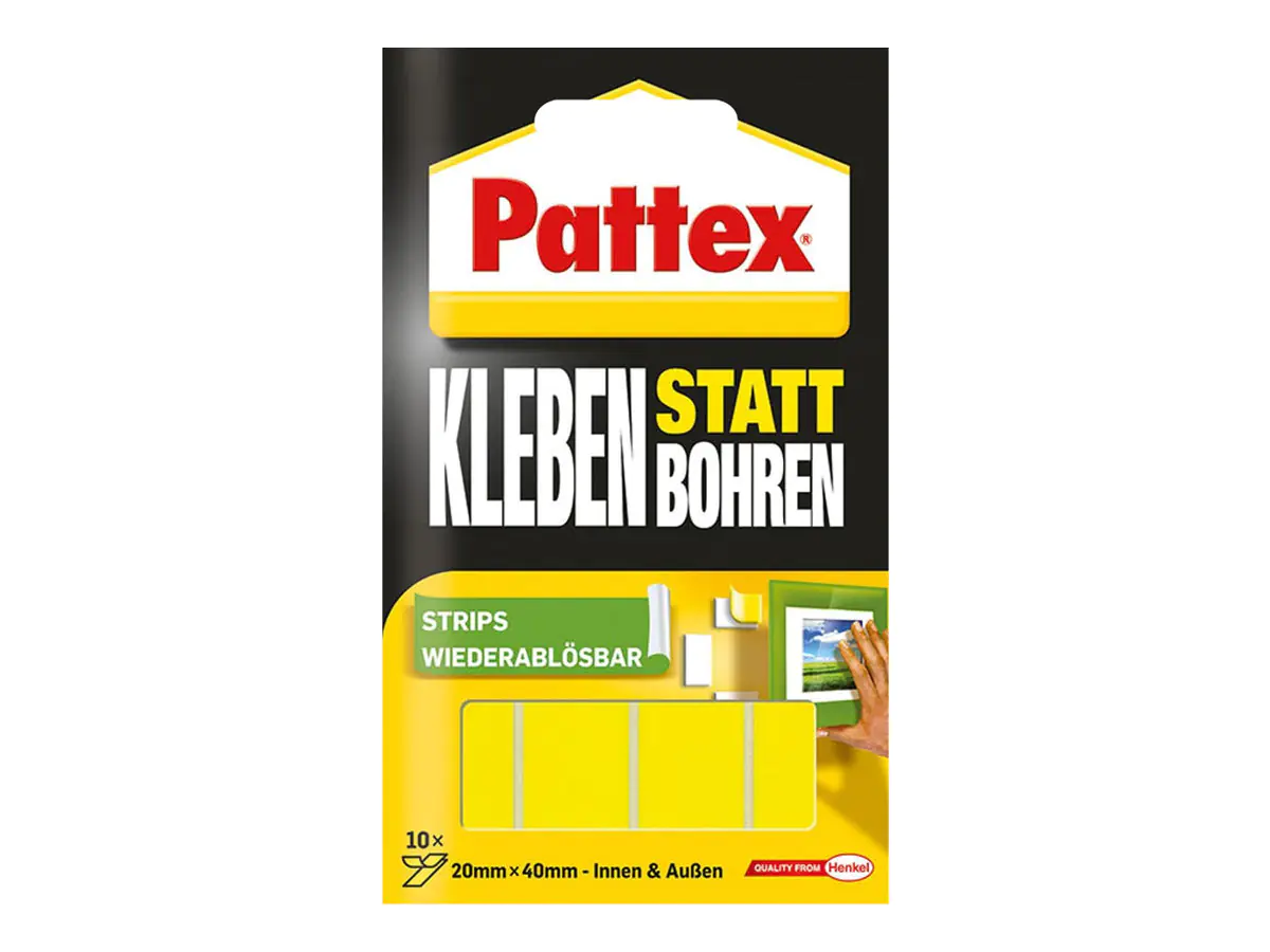 Pattex Klebepad Kleben statt Bohren Metall, Kacheln, Fliesen, Holz, Kunststoff, Stein 20 x 40 mm (B x L) weiß 10 St./Pack.