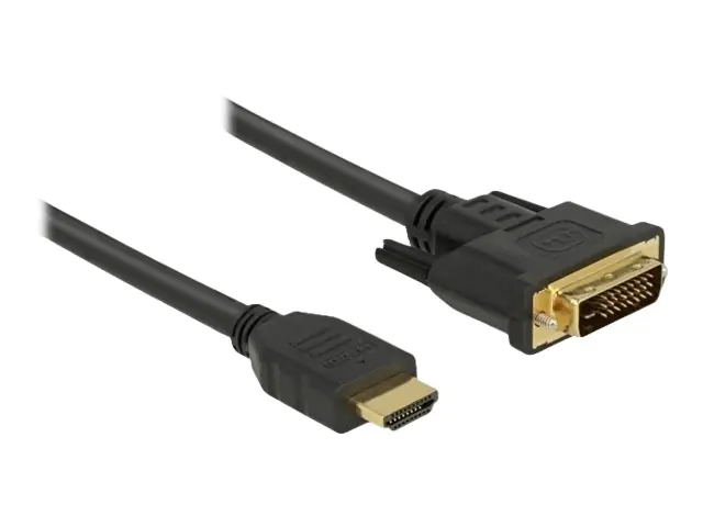 Delock - Adapterkabel - HDMI männlich zu DVI-D männlich - 50 cm - Dreifachisolierung - Schwarz - Daumenschrauben