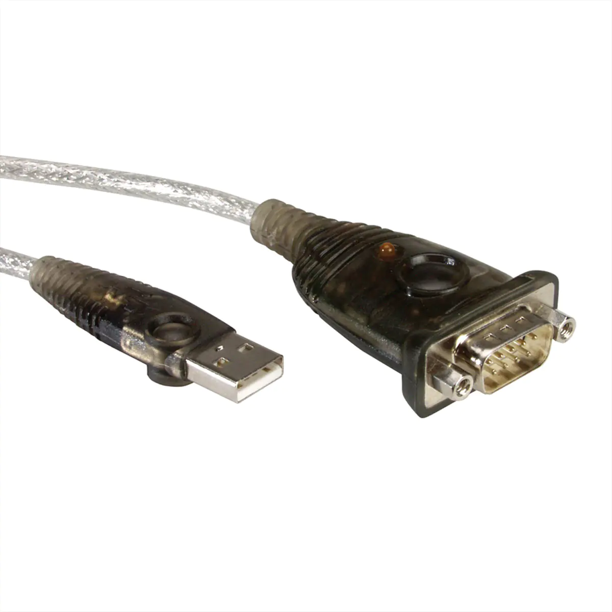 ATEN USB auf RS-232 Adapter (35 cm), Edelstahl, Transparent, Schwarz, 0,35 m, USB Typ-A, DB-9, Männlich, Männlich UC232A